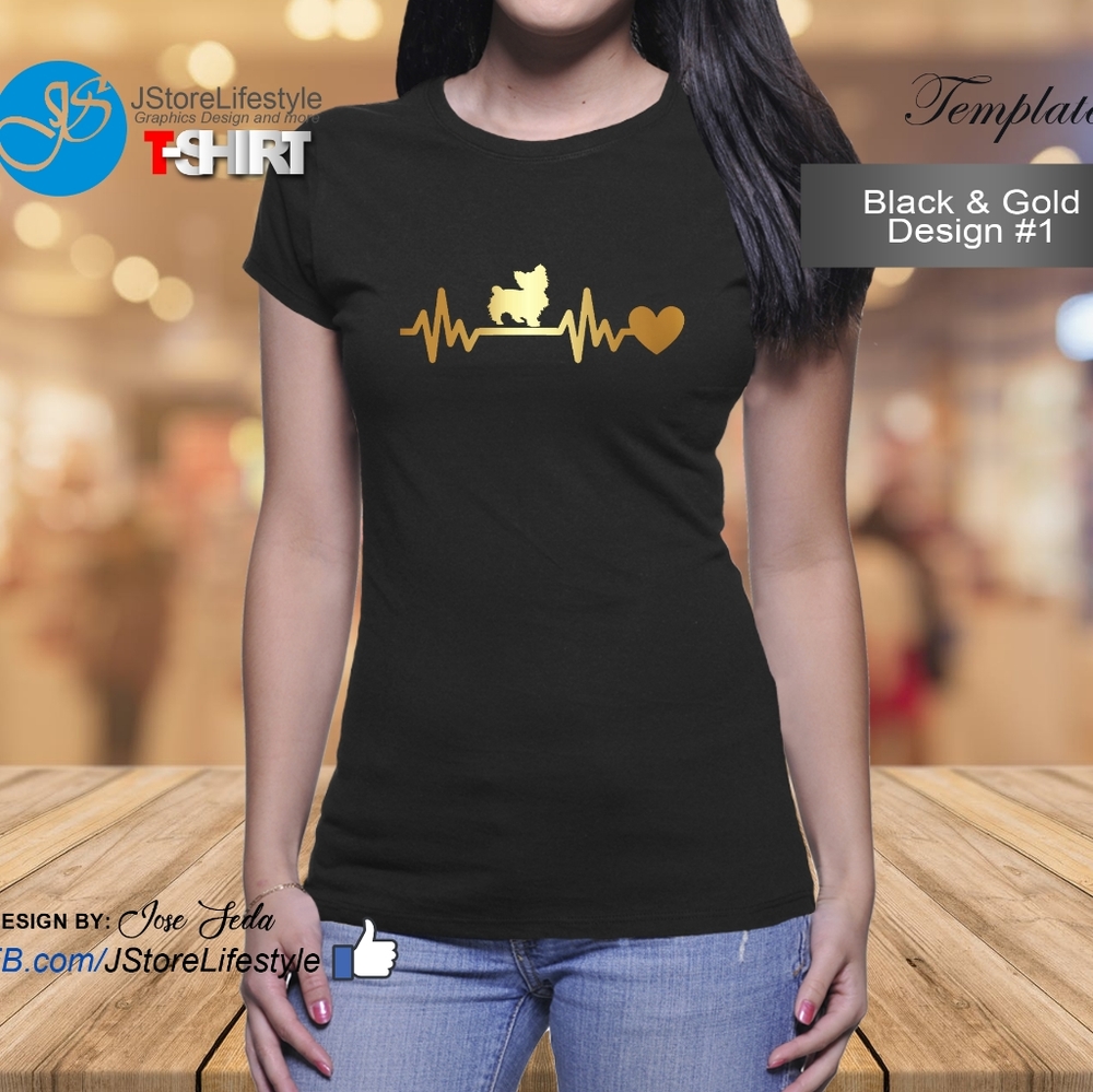 Yorkey Dog Lover Hearth Pulse Tee for Women